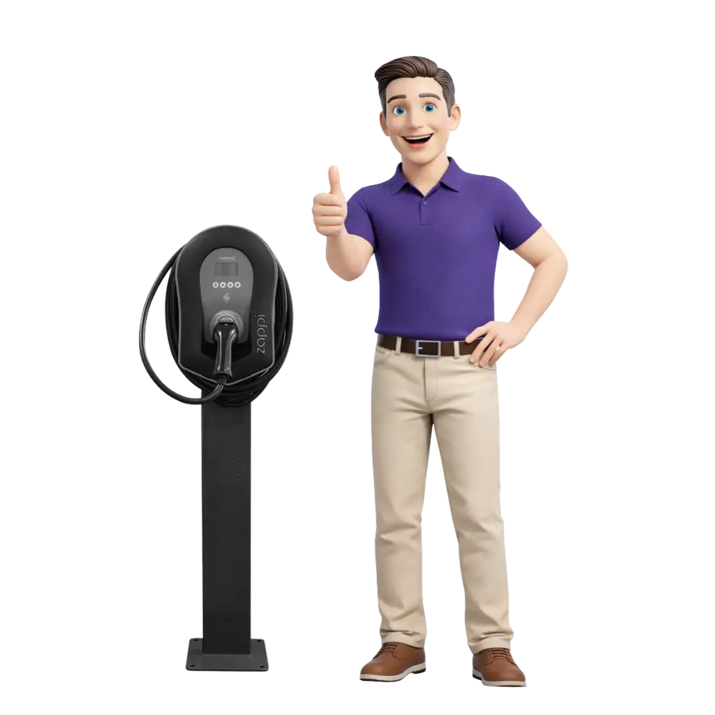 Mascotte met zappi laadpaal